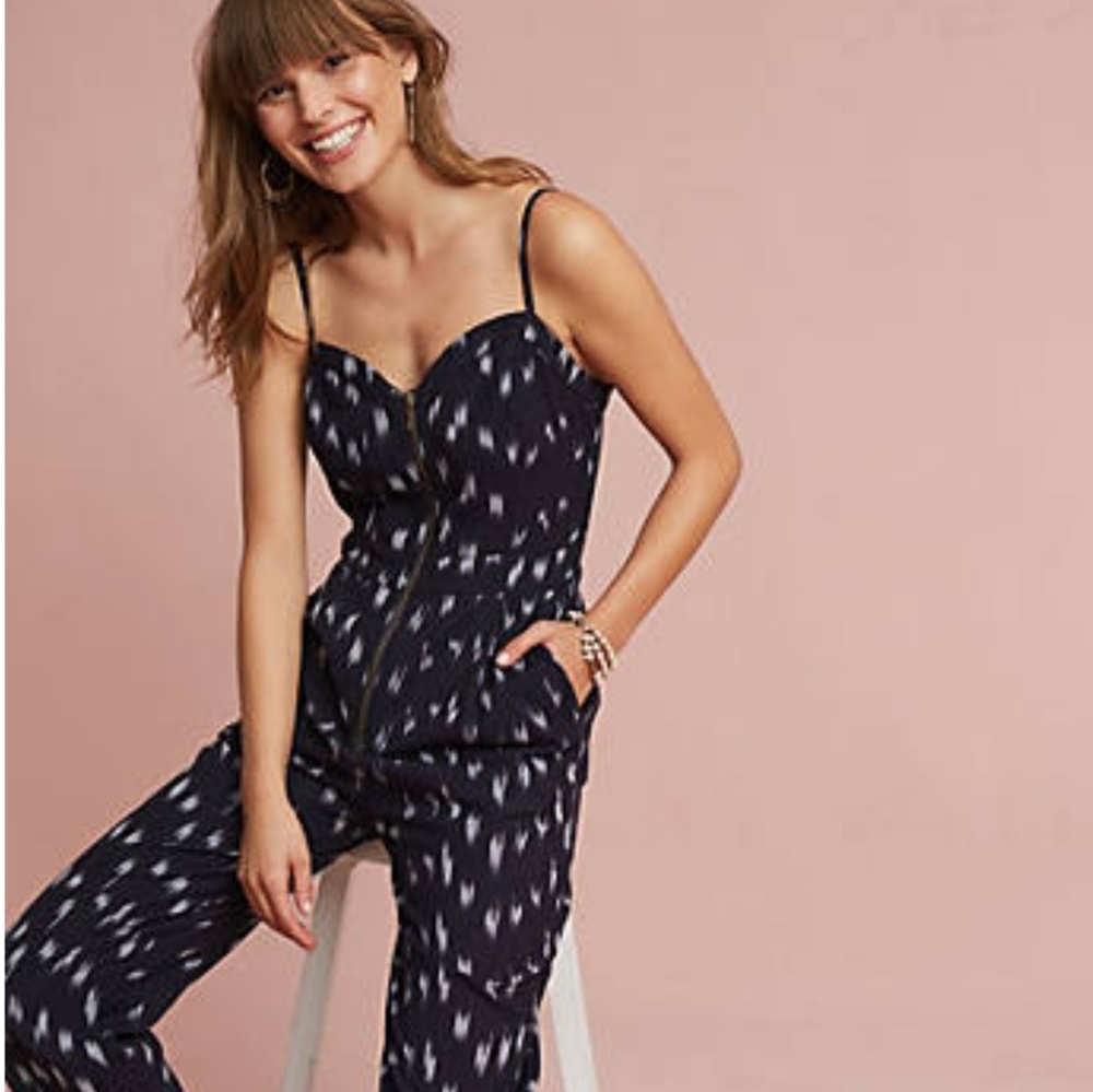 Anthropologie Ikat Front-Zip Jumpsuit
